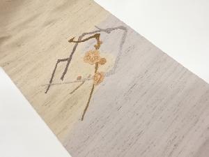 手織り紬変わり菱に梅模様刺繍名古屋帯